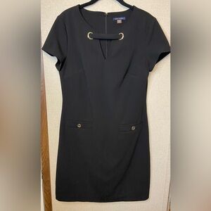 Tommy Hilfiger Black Dress with Gold Ring‎ Detail Size 10